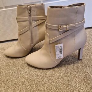 Next Beige Heeled Boots with Buckle